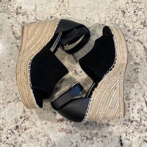 Steve Madden Black Jaylen Espadrille Wedge Sandals